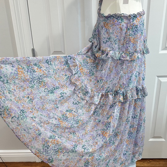 NWT Astr The Label Lilac Floral Cutout Chiffon Maxi Wedding Guest Dress Size XL - Picture 13 of 14